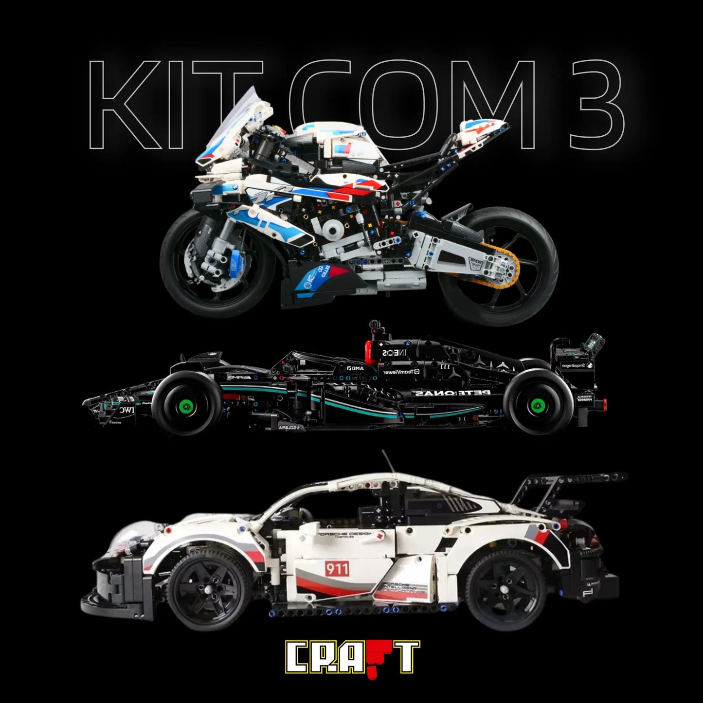 Compre Junto! Os Três Produtos Mais Vendidos (BMW M1000 RR, Mercedes AMG W14, Porsche 911 RSR)